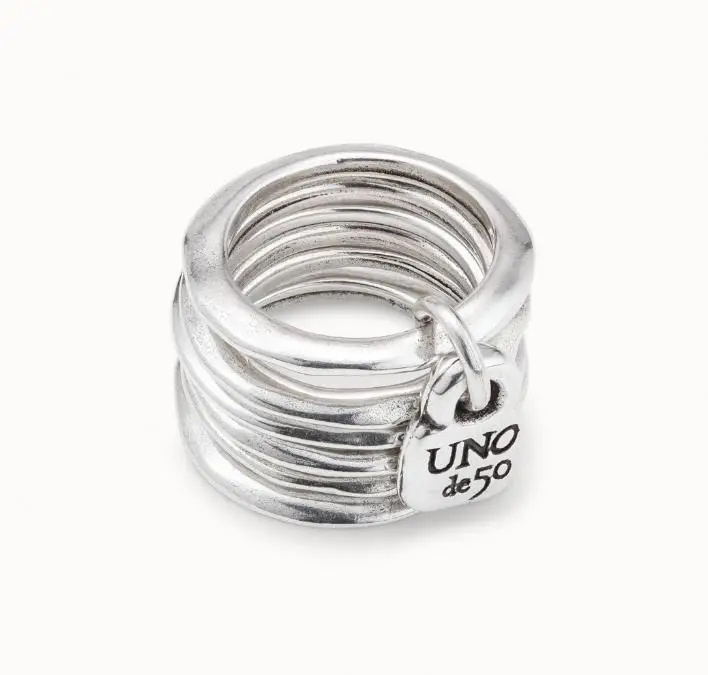 2022 New Fit UNO DE 50 Fashion Plated 925 Silver 14k Gold Charm Silver Ring Niche Jewelry Gift