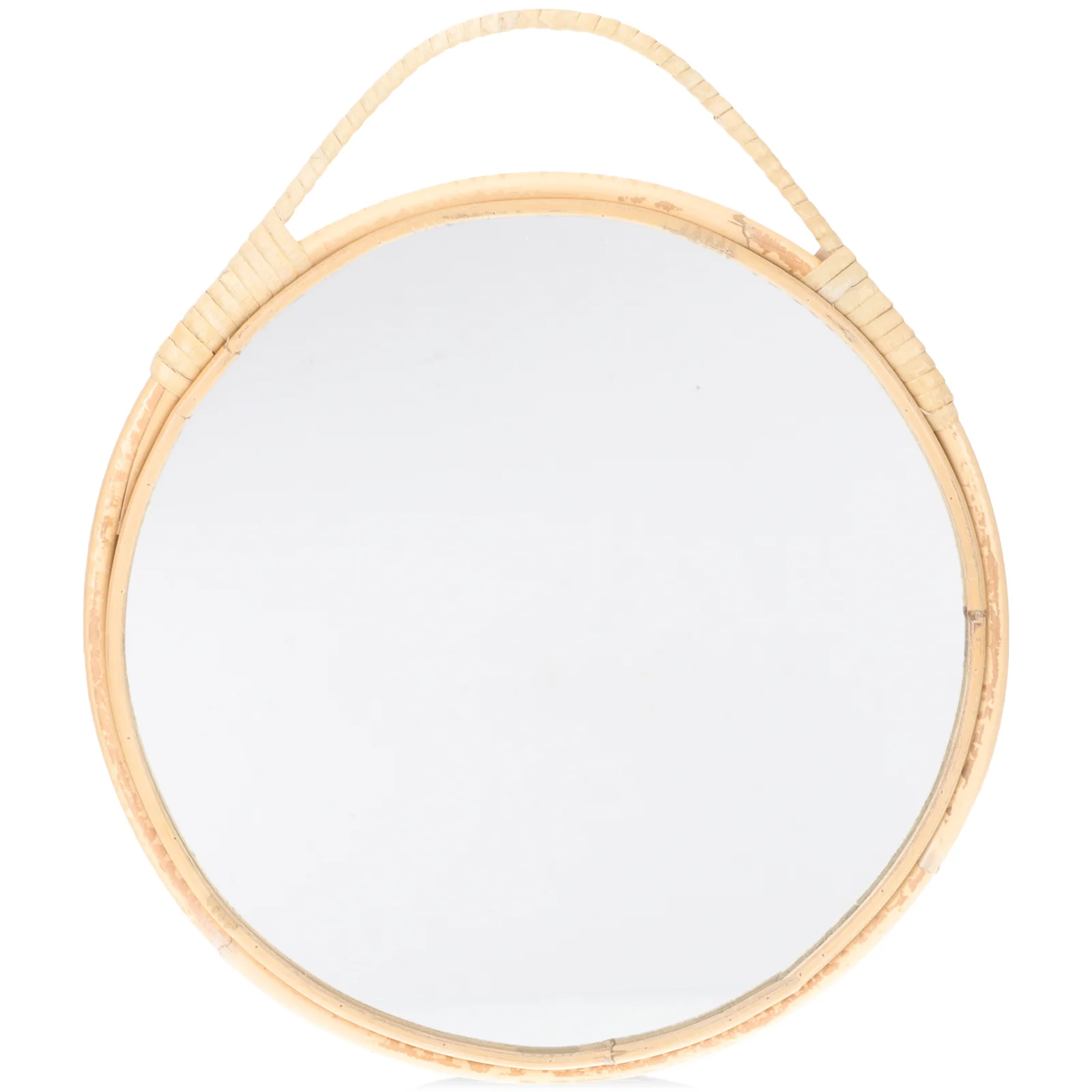 

Wall-mounted Light up Mirror for Makeup Bathroom Frame Glass Rattan Hanging Decor