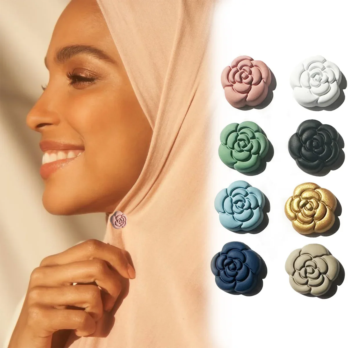 Fashionable Islamic Clothing Hijab Magnets Brooch with Magnetic Clasp for Muslim Head Scarf Hijab and Shawl Brooches for Women