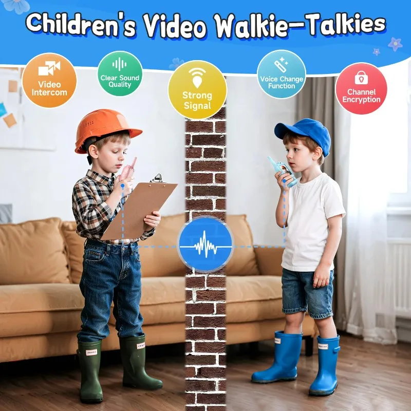 WOWFU-Video Walkie Talkies For Kids, Handheld Rechargeable Video Intercom Kids Walkies Talkies, For Outside, Camping