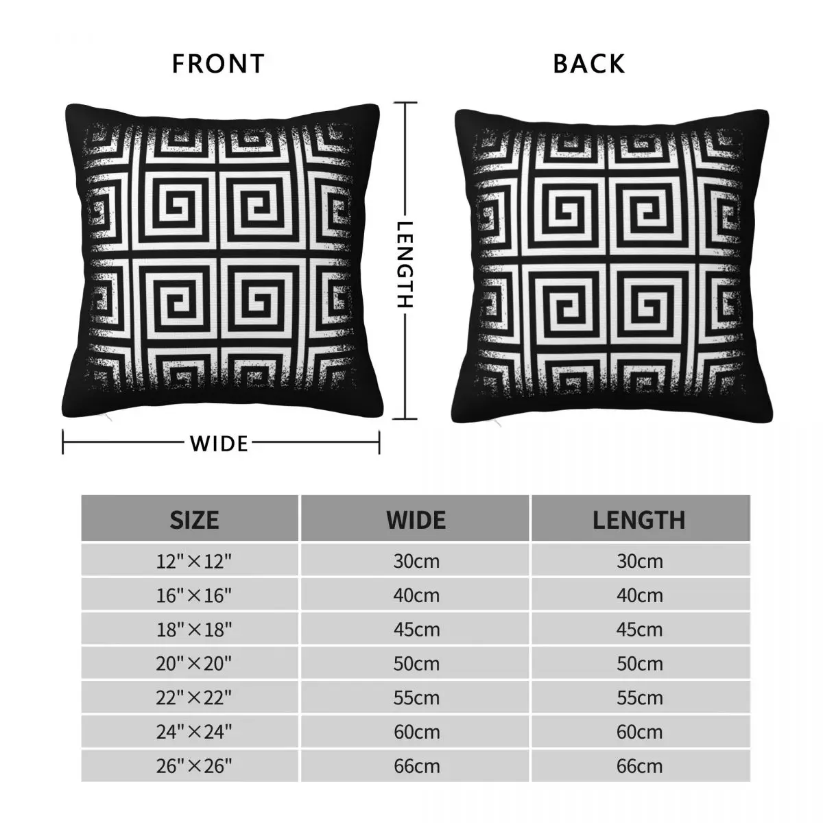 Greek Keys Faded Square Pillowcase Polyester Linen Velvet Printed Zip Decor Sofa Seater Cushion Case 45x45