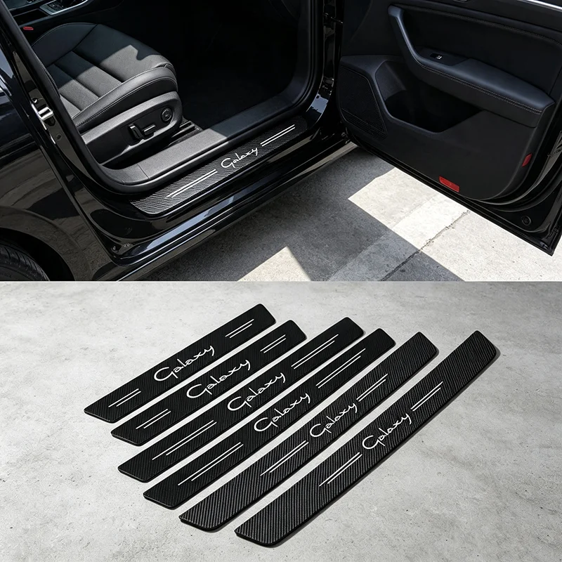 For Ford Galaxy Logo FOCUS ECOSPORT EDGE FIESTA FIGO RAPTOR SHELBY Car Door Sill Stickers Protective Film Threshold Decals
