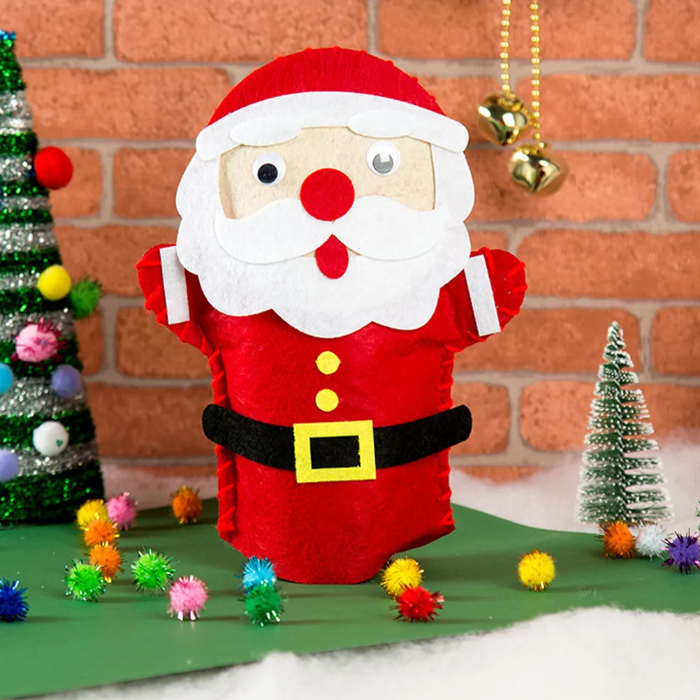 3Pcs Cartoon Christmas Themed Kids Handmade Bags Early Learning DIY Craft Pouches for Kindergarten Educational Activity Storage
