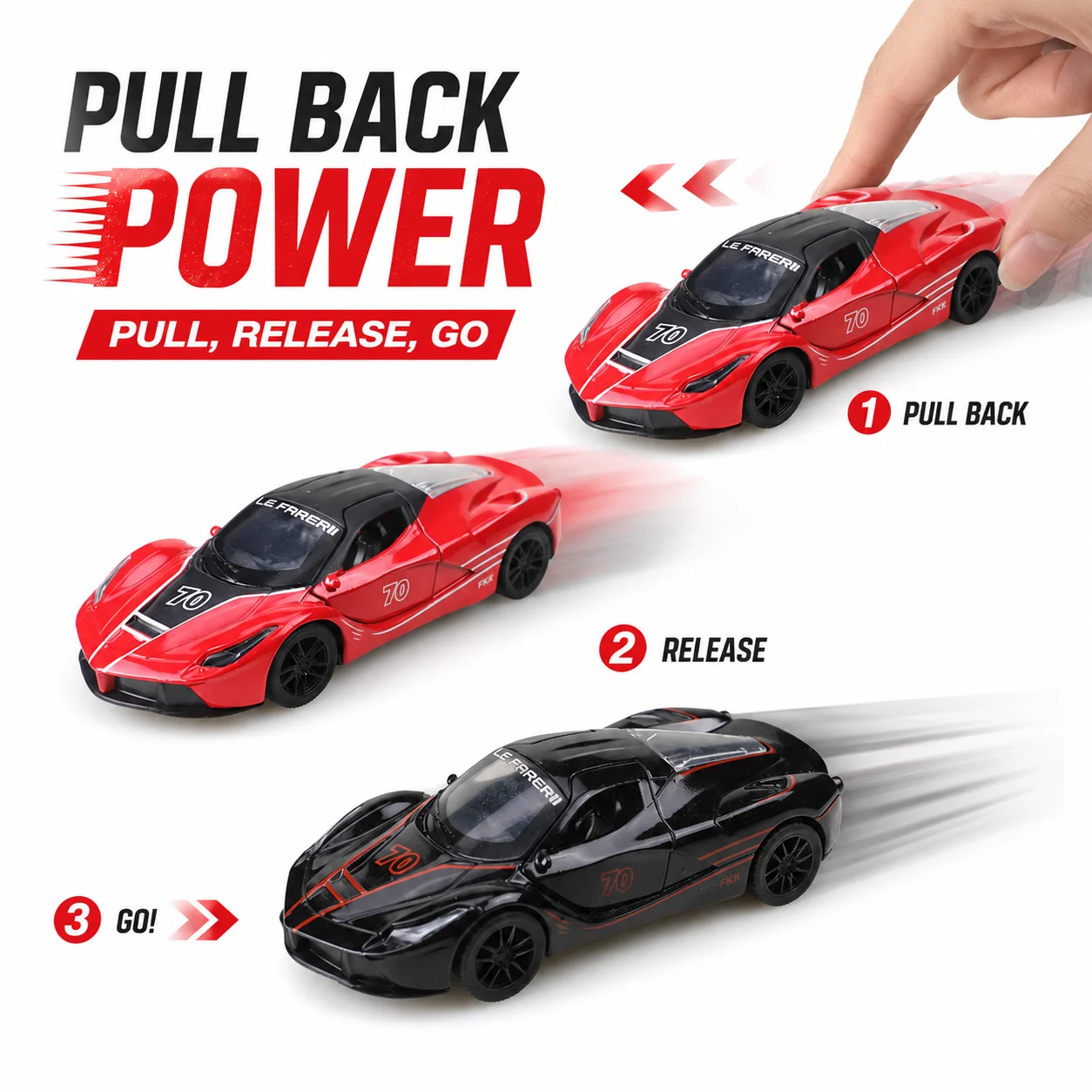 (Corrugated Box) 1/36 Scale, Stripped Wide-body Sports Racing Car Style Toy Car, Powerful Spring, Metal Casting, Boy's Toy, the