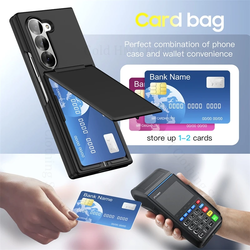 

Invisible Fold Card Slot Holder Phone Tough Case For Samsung Z Fold7 5G Hard Flip Book Stand Cover For Galaxy Z Fold 7 6 5 Cases