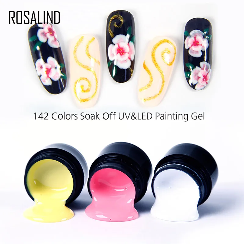 ROSALIND 페인팅 네일 아트 네일 젤 바니시, 반영구 흡수 베이스 탑 코트, 네일 래커 디자인, UV/LED 광택제, 5ML