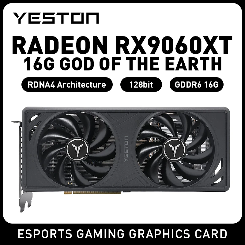 

YESTON RX9060XT 16GB GDDR6 256bit Gaming Graphics Card New PCI Express 5.0 AMD GPU Desktop Video Card