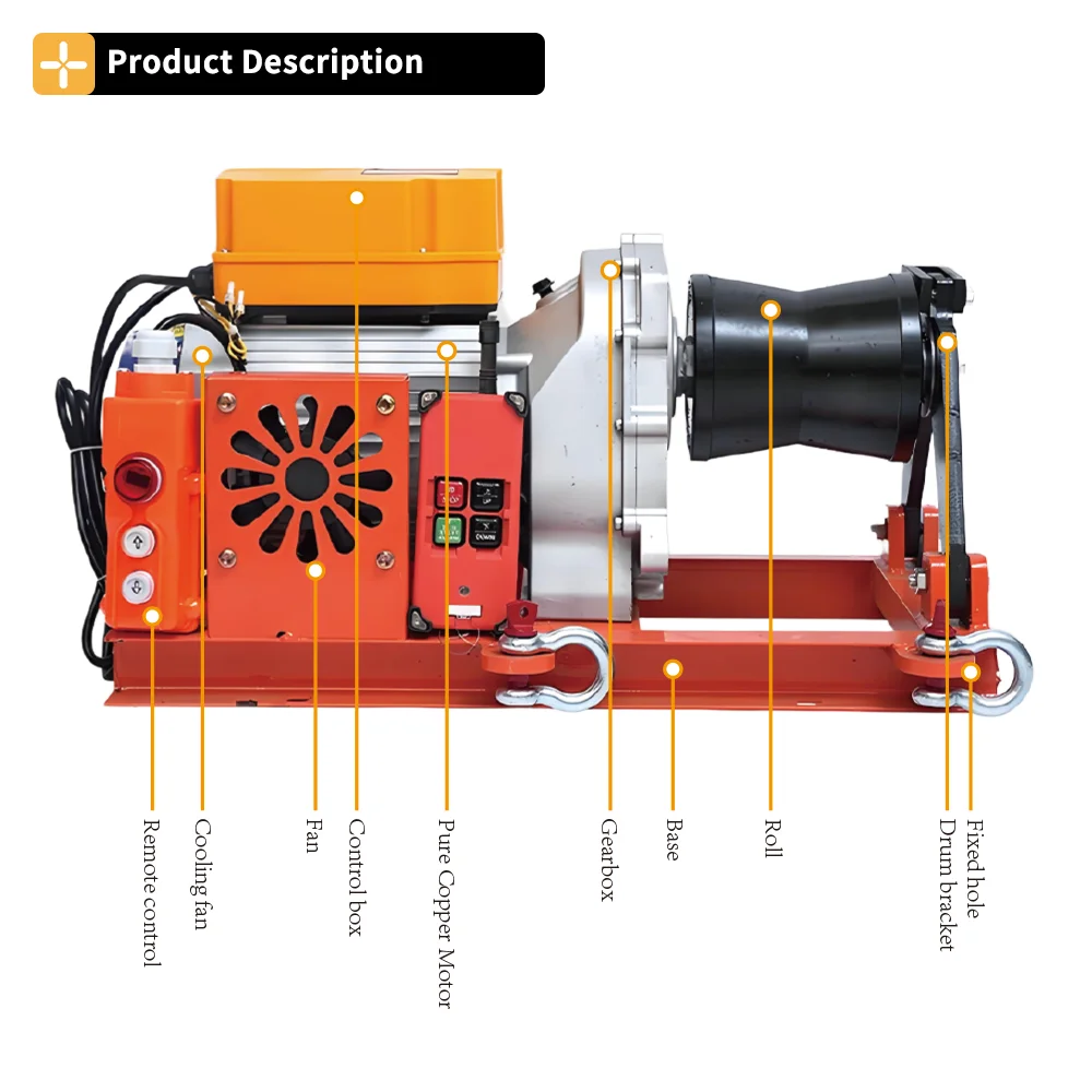 Portable cable traction machine, small electric winch, Cable pulling device