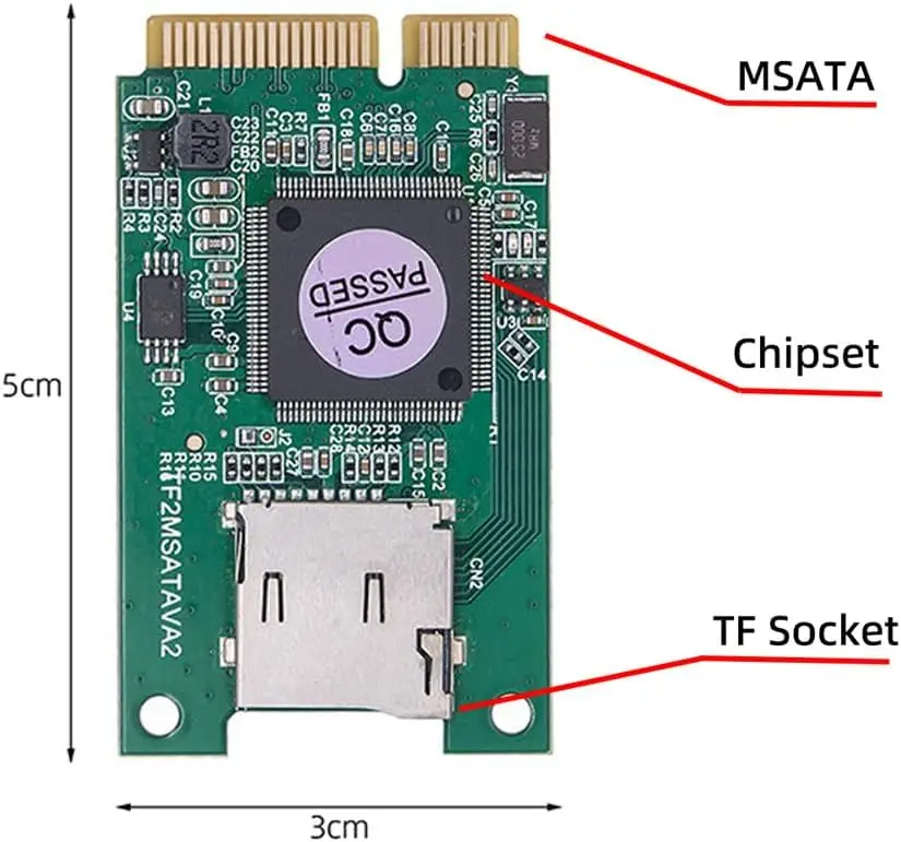 JavicTech Micro SD TF Card to mSATA SSD Adapter mSATA Mini PCI e SSD to Micro SD TF Card Converter for PC Computer Laptop