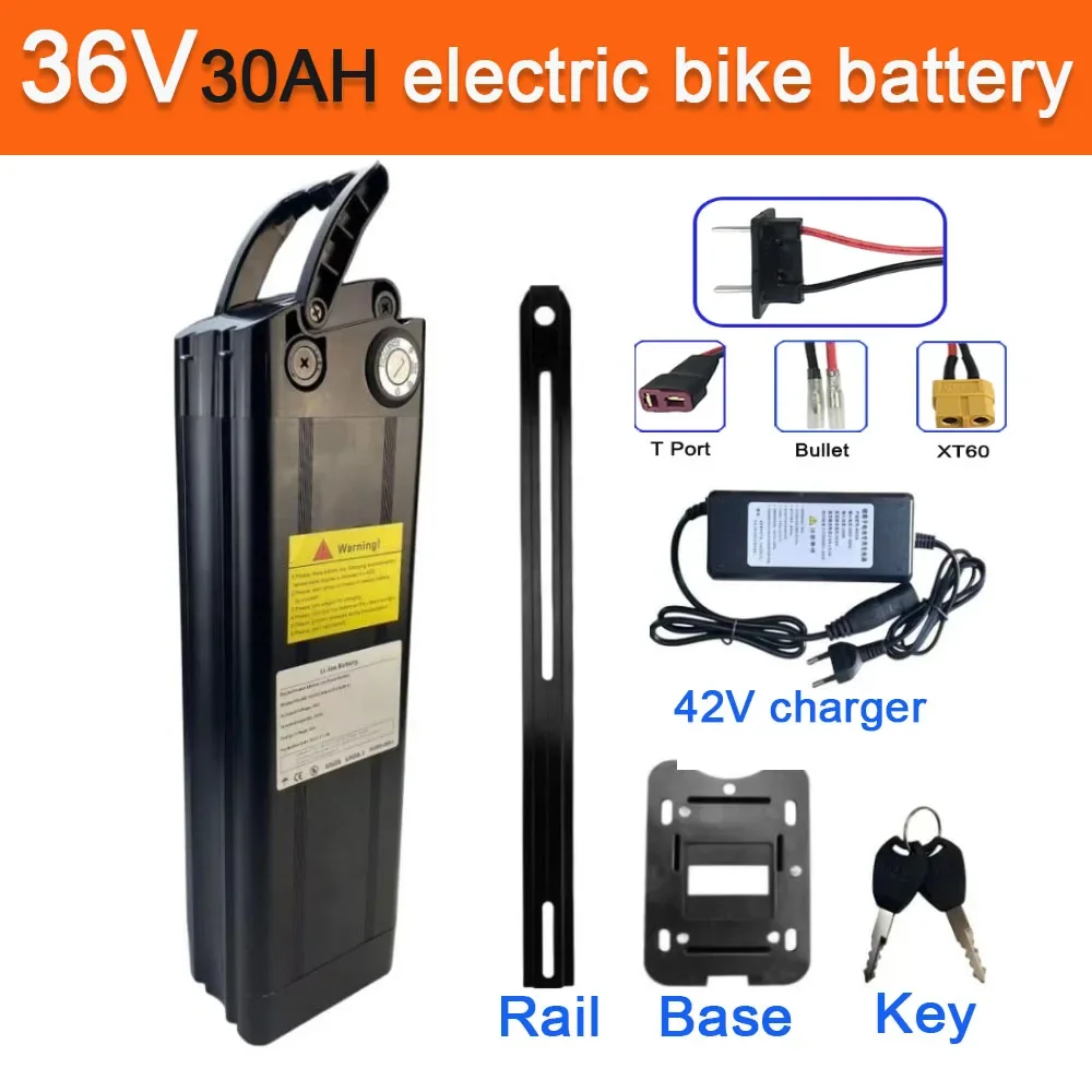 

36V 30Ah For Silver Fish Electric bicycle battery, Rechargeable Li-ion Battery Pack Built in BMS Safe and durable+charger