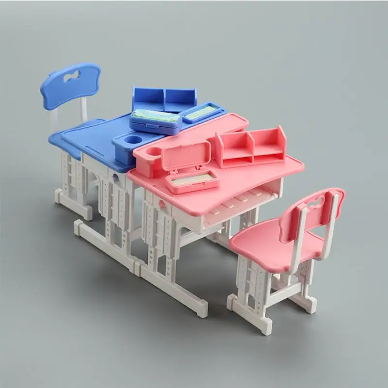 1/12 Simulazione di casa delle bambole Mini sedia da scrivania Set di modelli Materiale scolastico per casa delle bambole Decorazione Micro scena Puntelli di costruzione