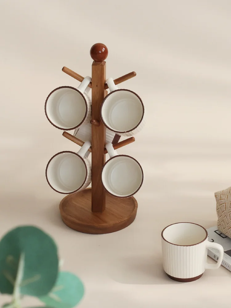 

Real Wood Cup Holder Set for Cerc Coffee Cups And Water Glasses Hanging Storage Ra Middle Ancient Sle Batoom Organizer