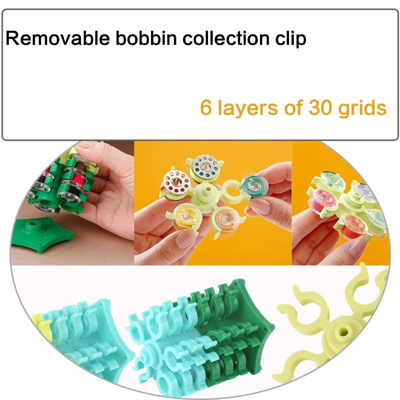 Sewing Bobbins Tower Storage Clips Stand for 30 Thread Spool Plastic Holder Clamps Organizer Sewing Machine DIY Embroidery Tool