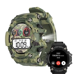 Men's Outdoor Sports Smartwatch Bluetooth Call Compass Waterproof Health Monitor Message Push with Flashlight