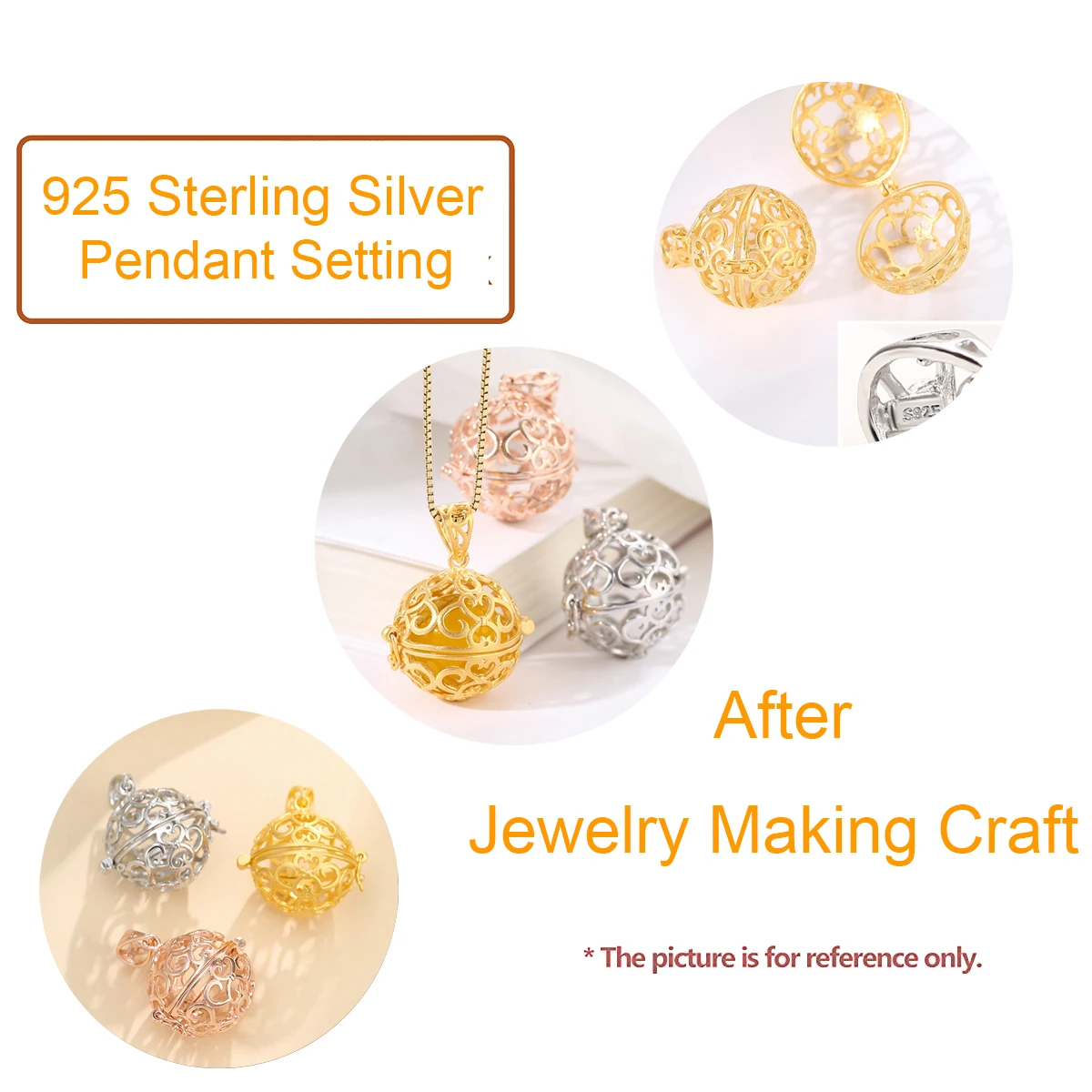 925 Sterling Silver Ball Pendants Cage Handmade Cage Pendant Finding hold 5mm-15mm ball or Pearl for DIY Jewelry Making Craft