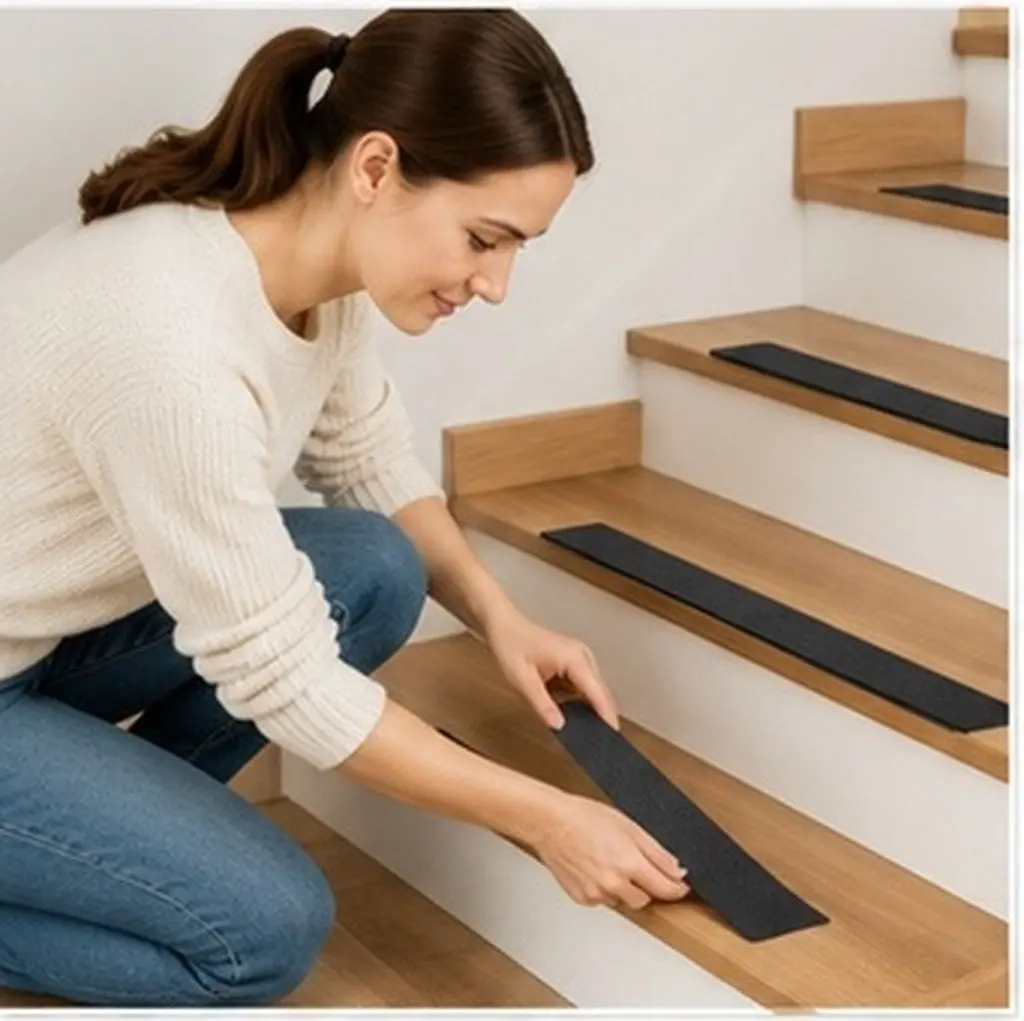 15Pcs Black Frosted Tape Anti-Slip Grip Sticker Outdoor Stairs Walkways Wheelchair Ramps Garden Safety Marking