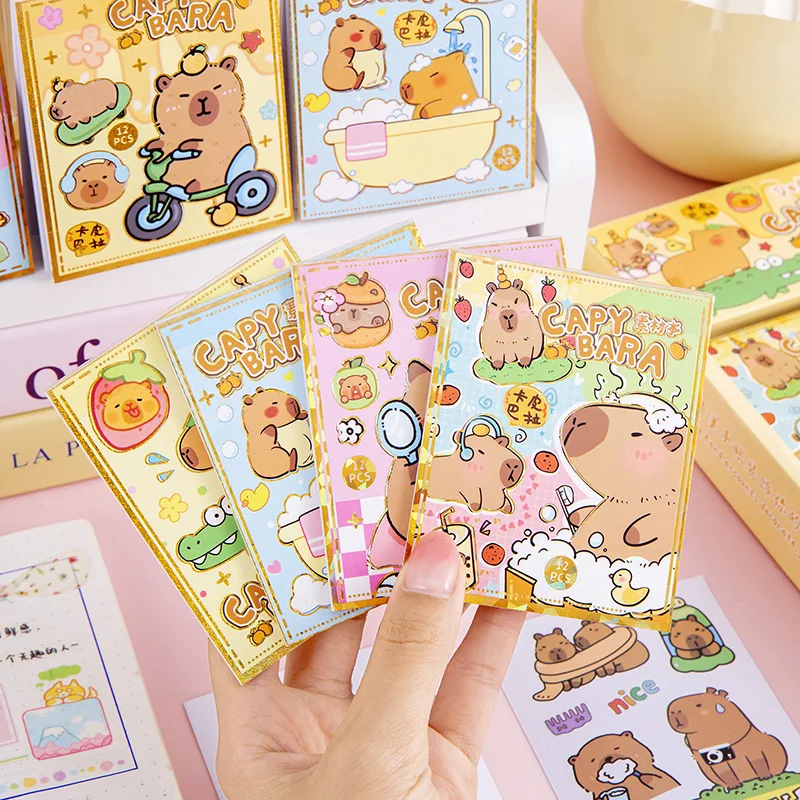4 Packs Capybara Stickers Children Sticker Book Scrapbooking Supplies Cute Korean Stationery Material Paper Diary Decoration