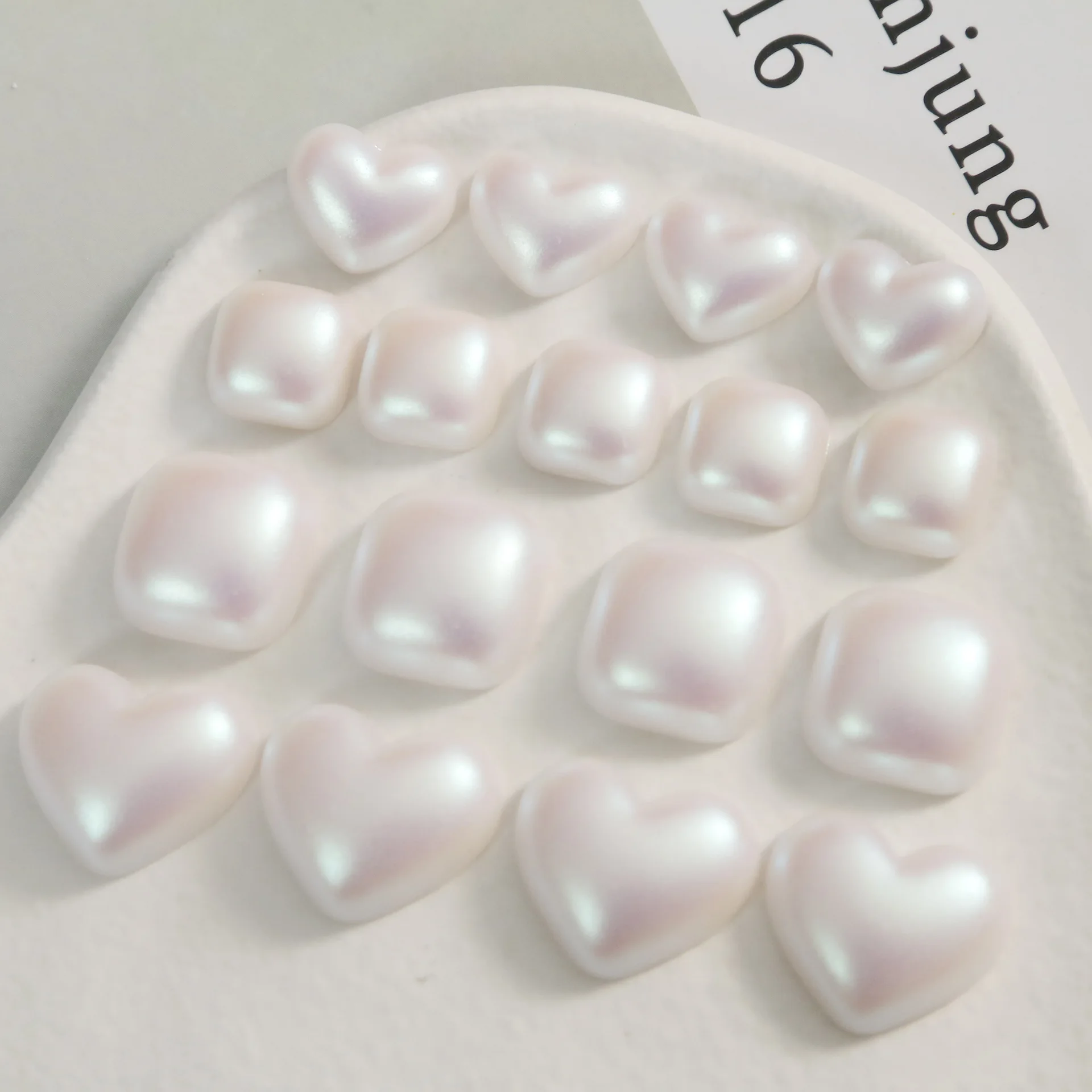 5pcs Imitation Pearl Matte Half-face Geometric Flat Back Resin Cabochons Scrapbooking DIY Jewelry Craft Decoration Accessories