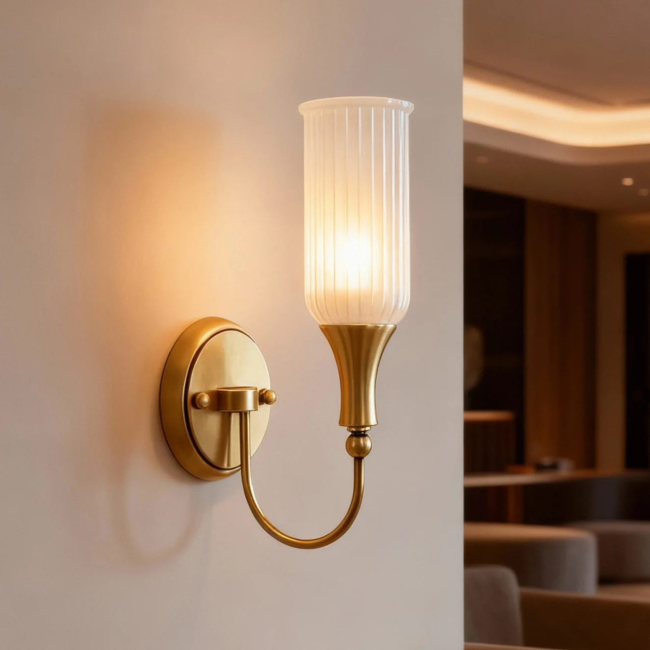 Simple rural all-copper wall lamp, living room, bedroom, bedside aisle, corridor, staircase, background wall decorative lamp
