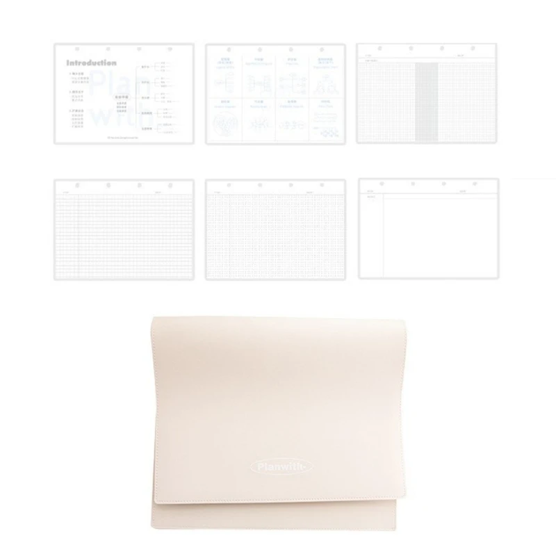 Binderplaner PU Notebook Journal 68 Seiten Gridged/Dotted/Gesinter für Schüler 601d