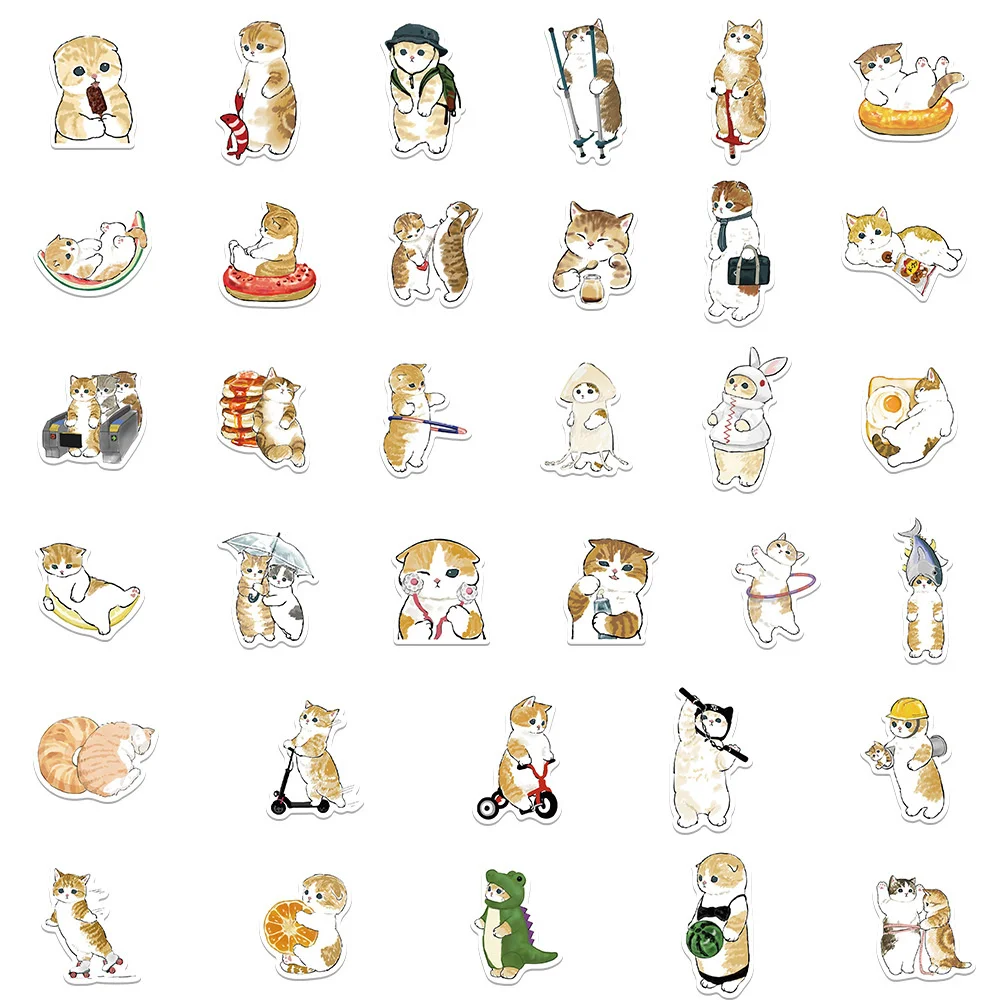 10/30/50PCS Cartoon Fresh Orange Cat Animal Personality Creative Sticker Desk GuitarRefrigerator Car Waterproof StickerWholesale