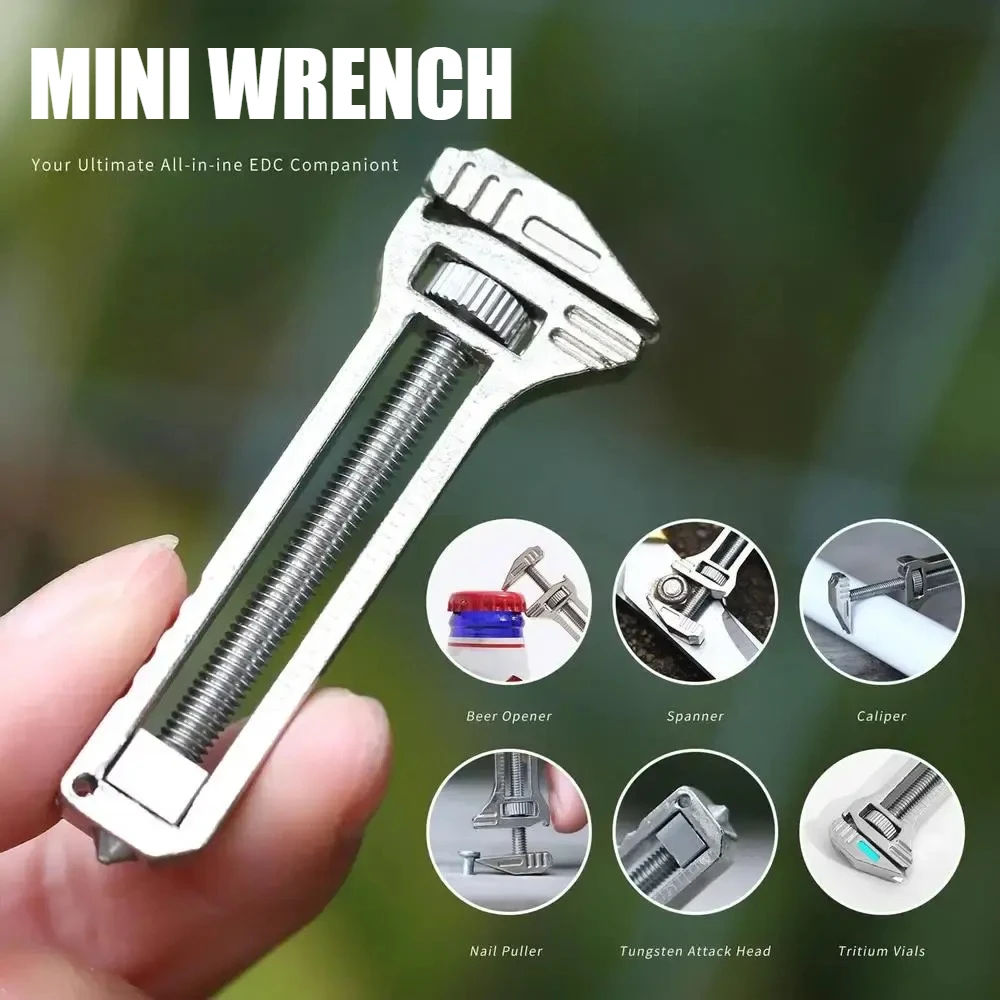 Mini Spanner 1-5Pcs EDC Multi-Tool Portable Tool Key Ring Chain Pocket Knife Vernier Caliper Bottle Opener Camping Survival Kit