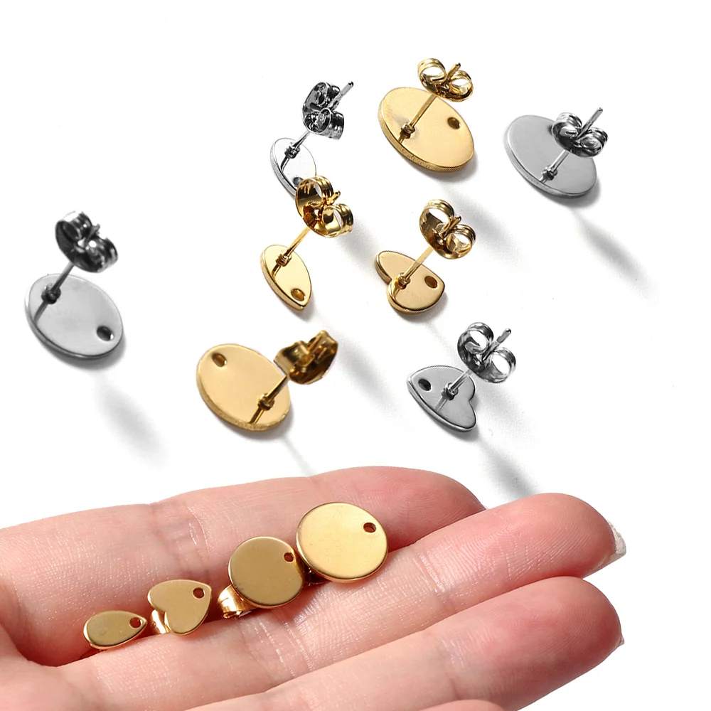 

10 шт., серьги-гвоздики в форме сердца из нержавеющей стали, 8/10/12 мм, булавки, компоненты для изготовления ювелирных изделий, серьги «сделай сам», базовые аксессуары
