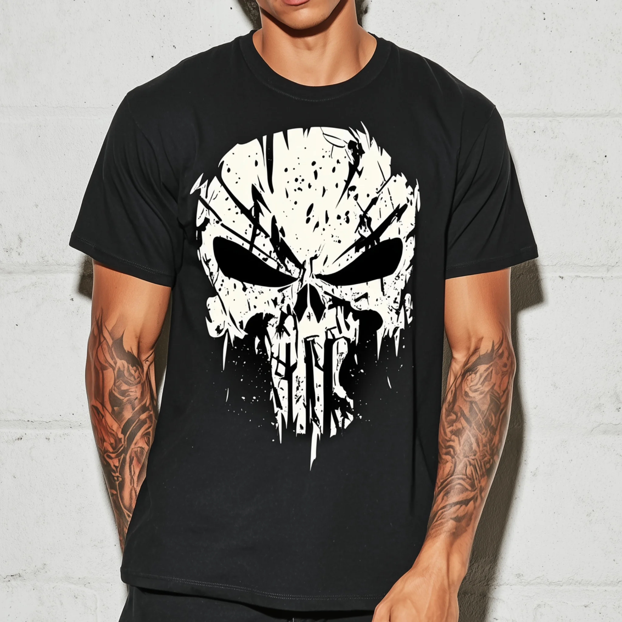 

Teevo Men's Casual T-Shirt with Skull Graphic Print for Daily Wear