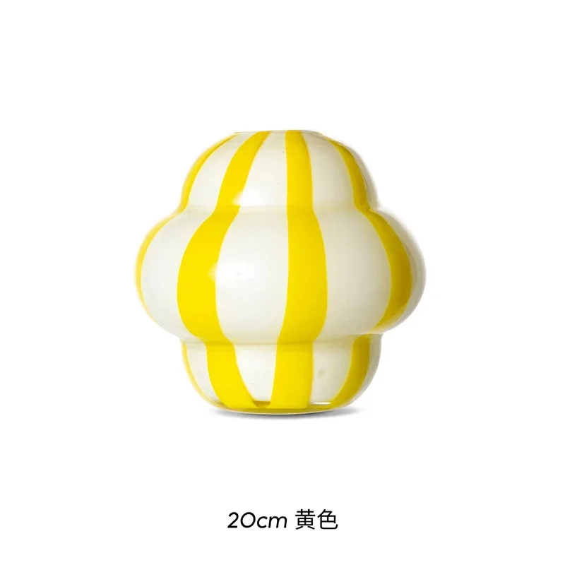 

Yellow Striped Glass Vase Nordic Creative Ceramic Decoration Dried Flower Arrangement