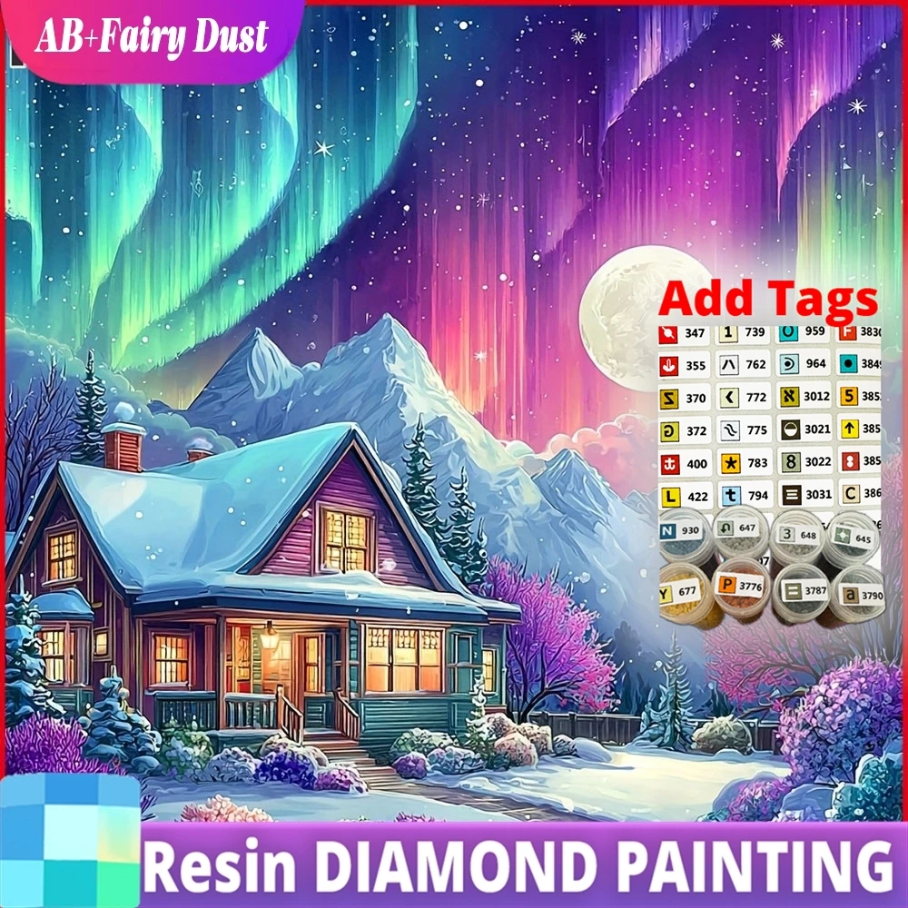 

Resin AB Fairy Dust 5D DIY Diamond Painting Aurora Mountain Winter Diamond Mosaic Landscape New Collection 2026 Home Decor