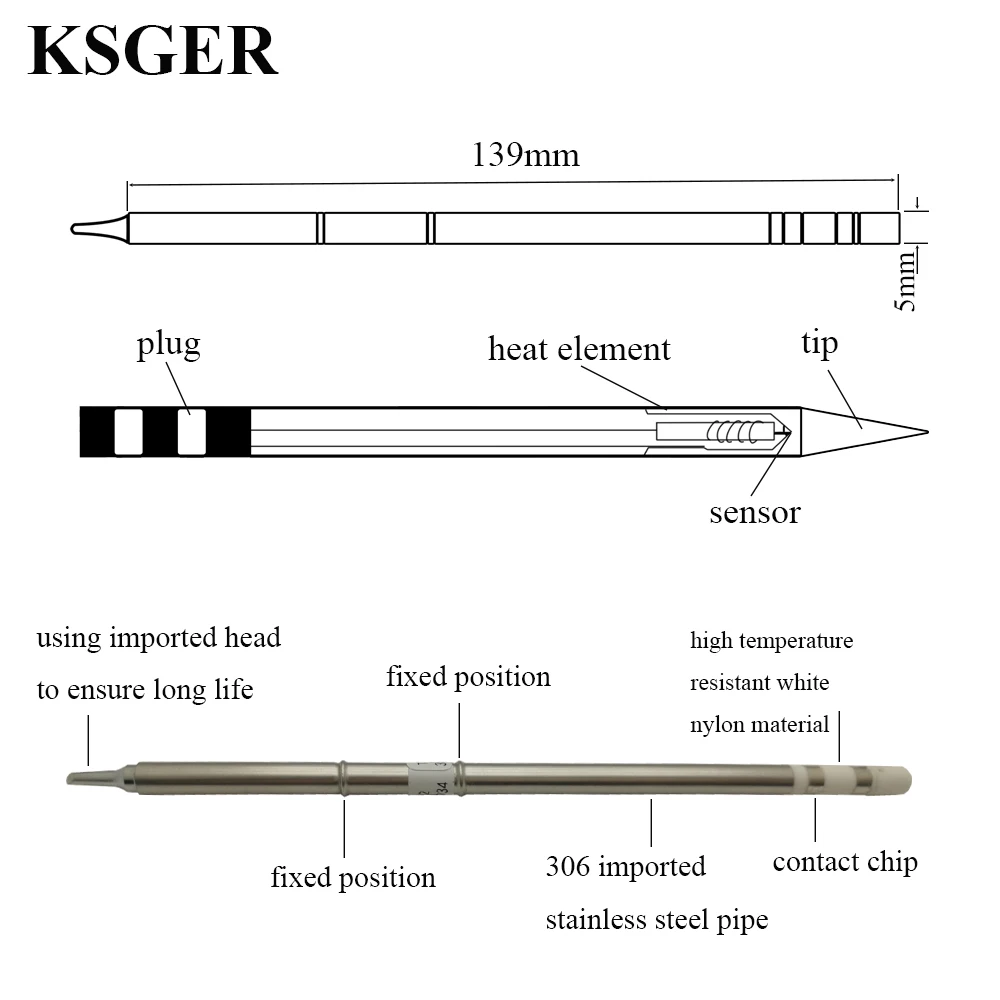 KSGER T12-ILS I IL B BL B2 سبيكة لحام كهربائي نصائح سلسلة أدوات لحام 24 فولت 70 واط FX-951 محطة لحام 8s علب ذوبان