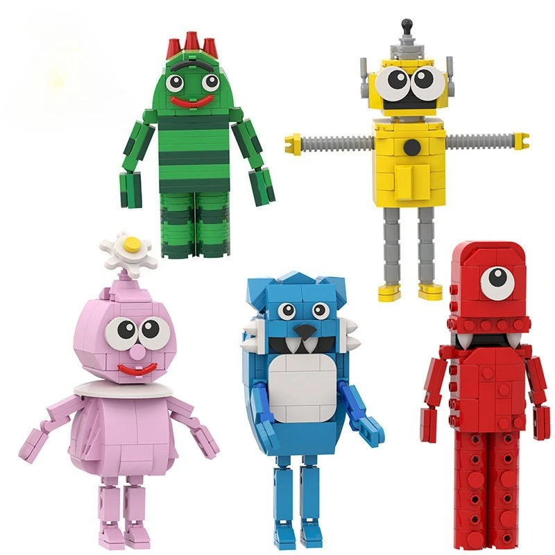

5-IN-1 MOC Gabba Building Blocks Brobee Plex Toodee Foofa Muno Figure Model Toys For Educational DIY Bricks Toy Birthday Gift