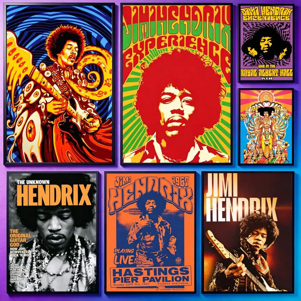 Singer Jimi HendrixS Poster Poster Sci Fi Cyberpunk HD Self Adhesive Wall Print Futuristic Home Game Room Decor Gift