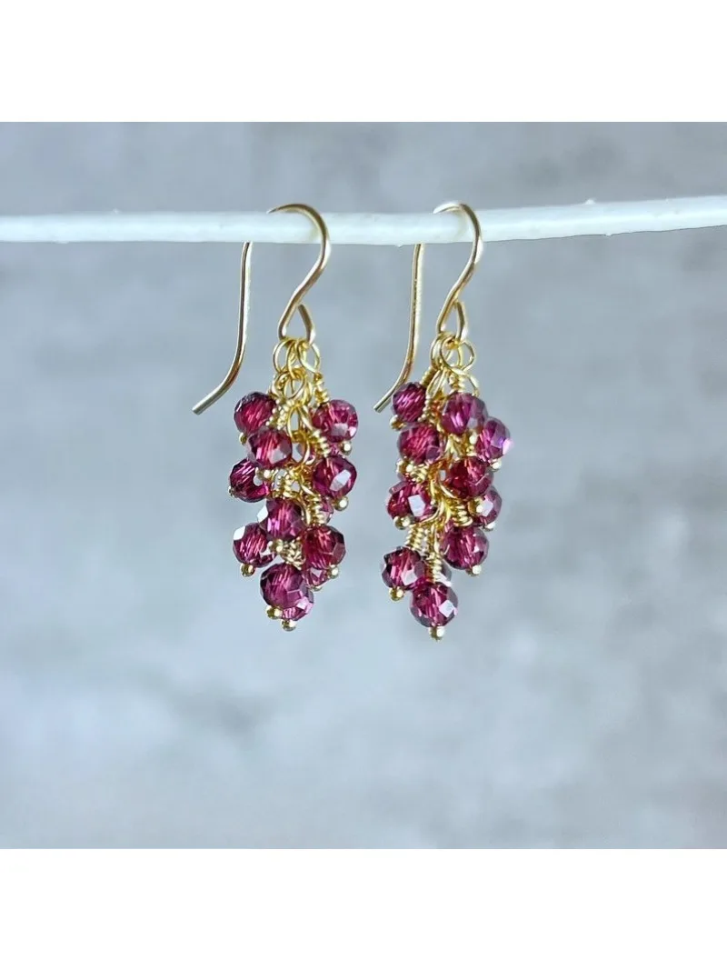 Red garnet cluster earrings