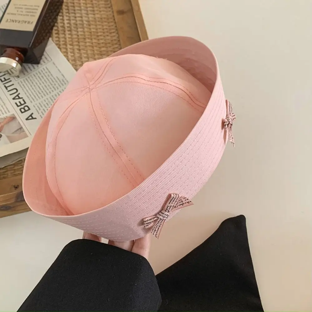 Fashion Bowknot Bow Beret Dome Flip Eaves Sailor Hat JK Beret Cosplay Navy Cap Summer