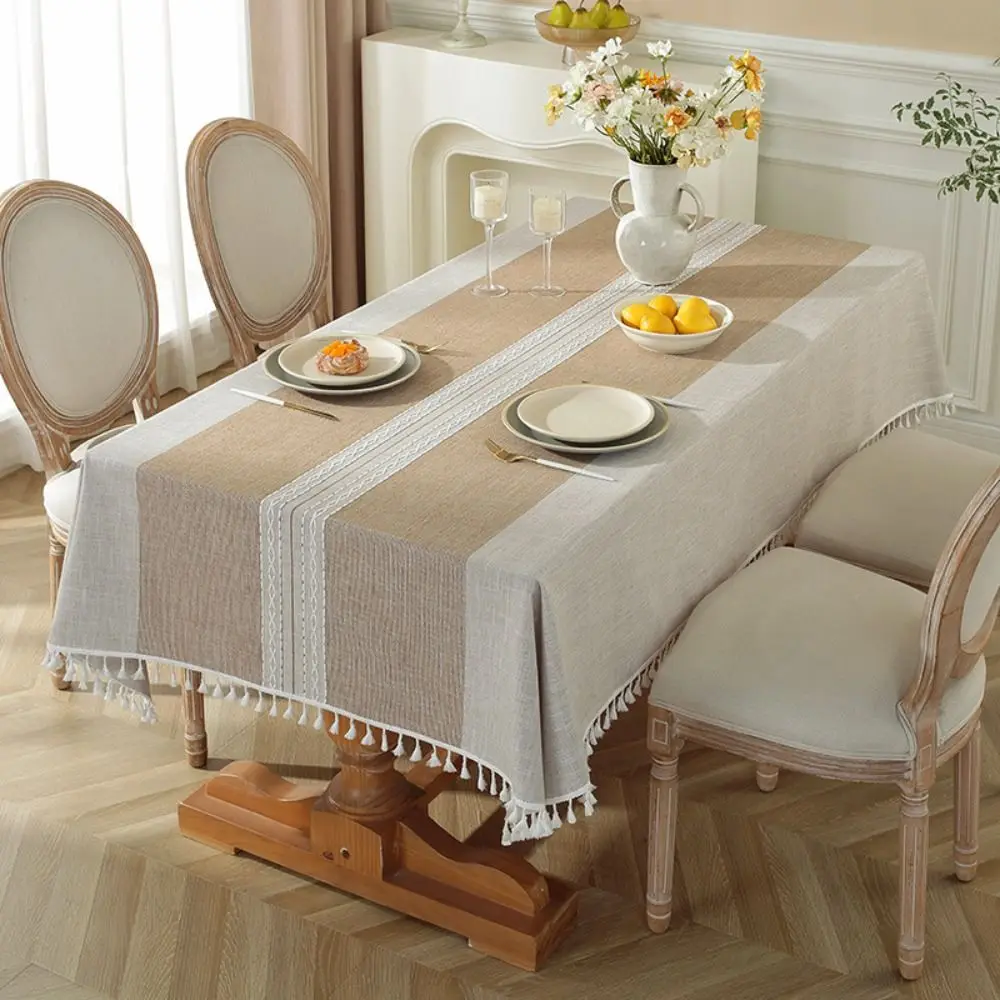 

Проплетенная сетка с кисточками по краям, французский деревенский прямоугольный коврик для журнального столика, моющийся пылезащитный чехол, праздничная декоративная ткань