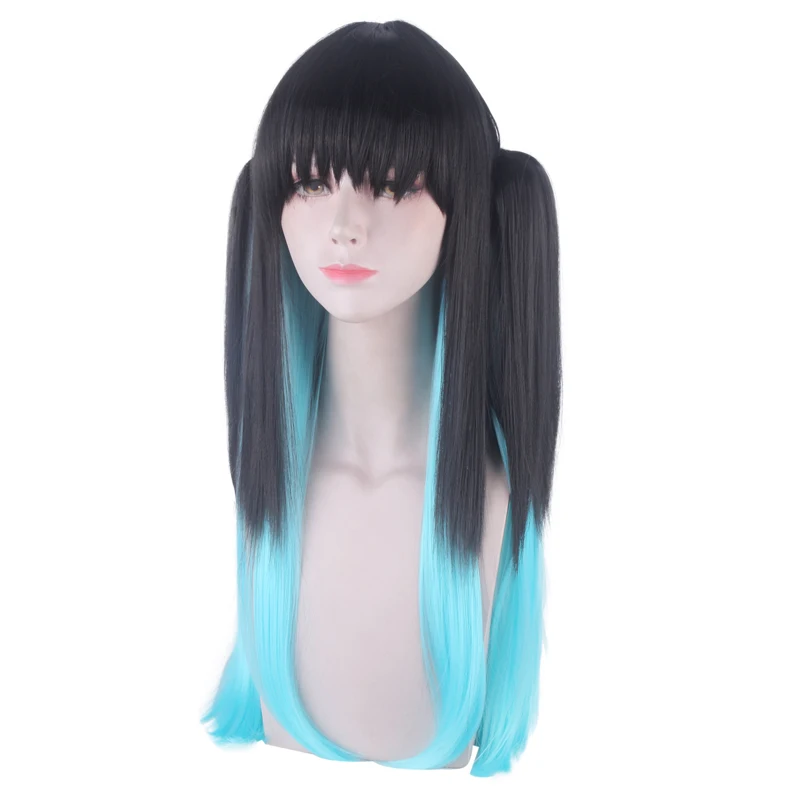 "Demon Slayer: Kimetsu no Yaiba شعر مستعار COS مصبوب بالكامل، شعر مستعار أنيمي، شعر مستعار كوس" شعر مستعار من الألياف الاصطناعية