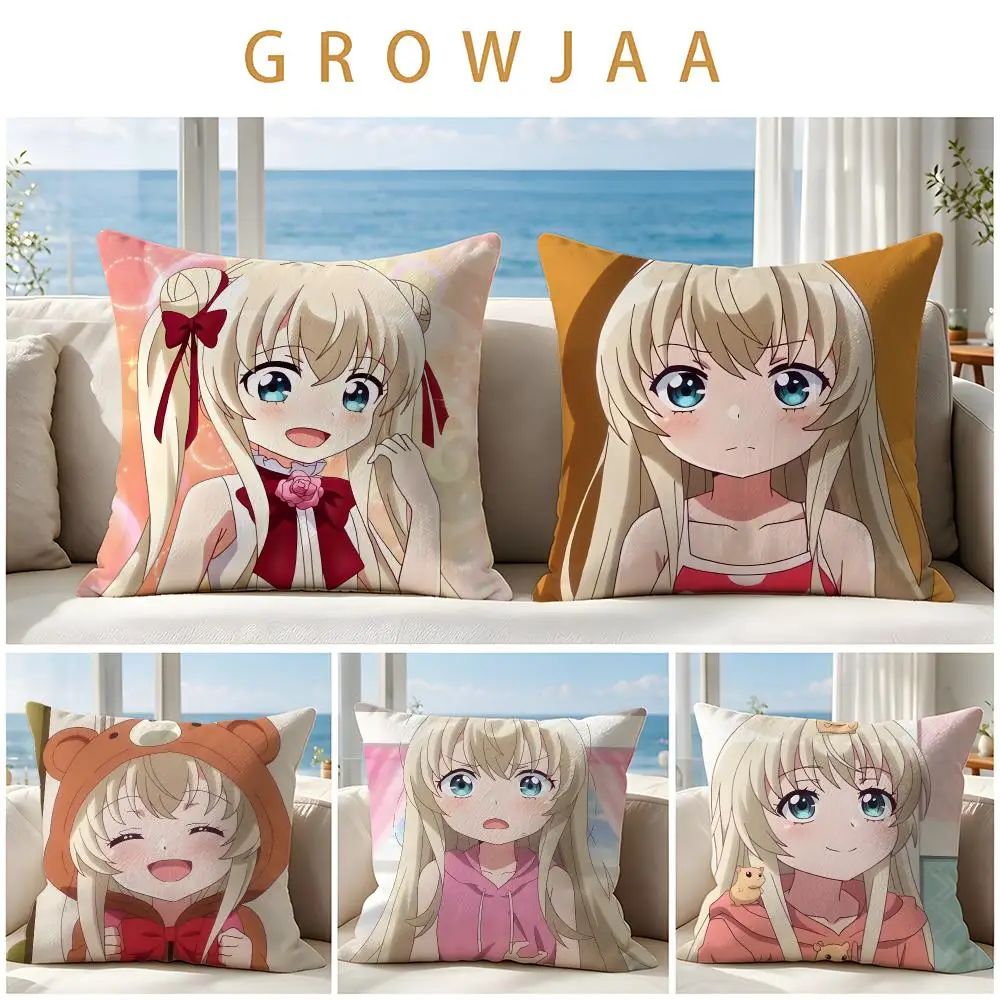 Anime Uchi no Maid ga Uzasugiru! Cushion Cover Throw Pillow Short Plush Fresh Natural Cushion for Living Room Sofa Ornament