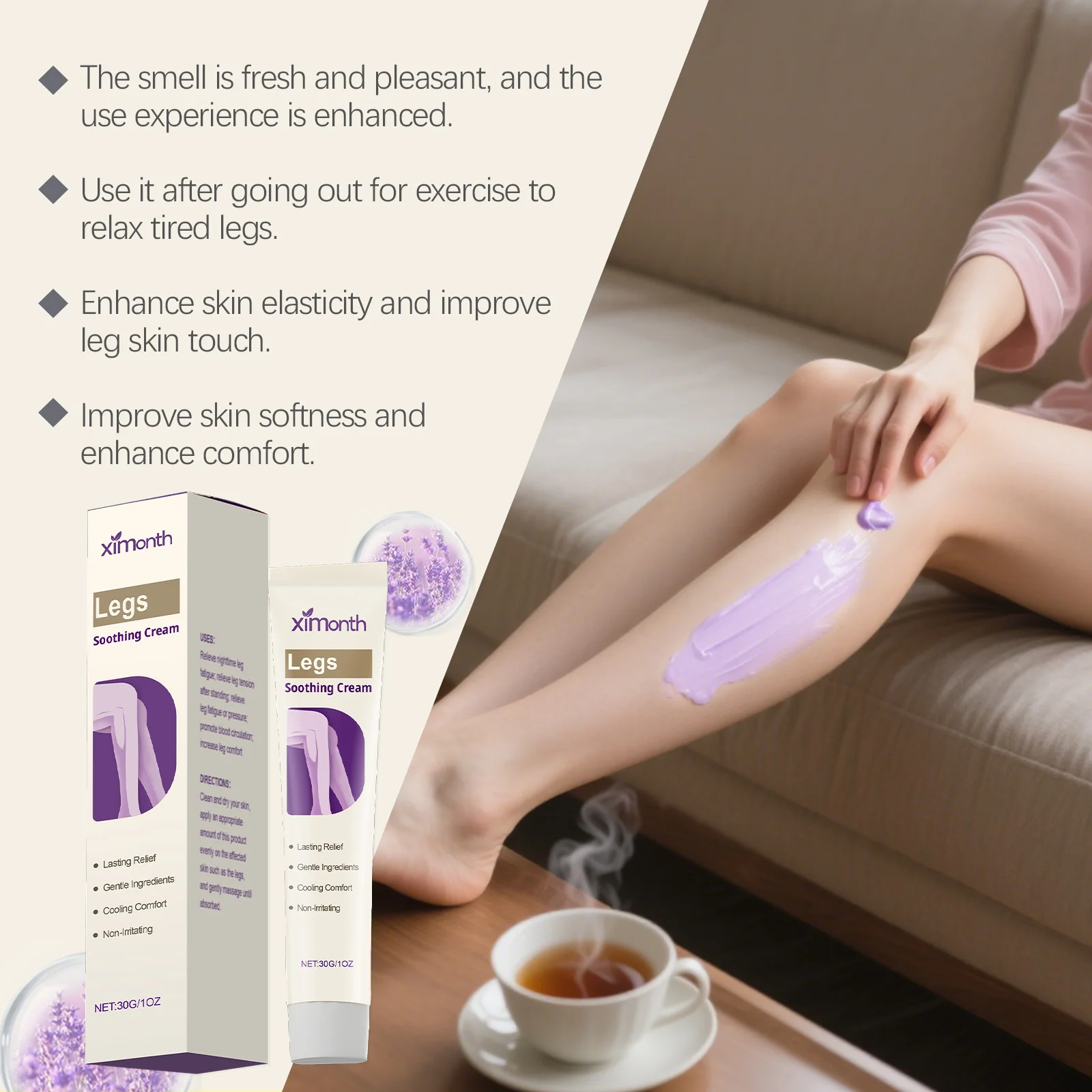 Leg Soothing Cream Relieve Muscle Pain Repair Leg Soreness Swelling Moisturizing Smoothing Refreshing Varicose Vein Relief Cream
