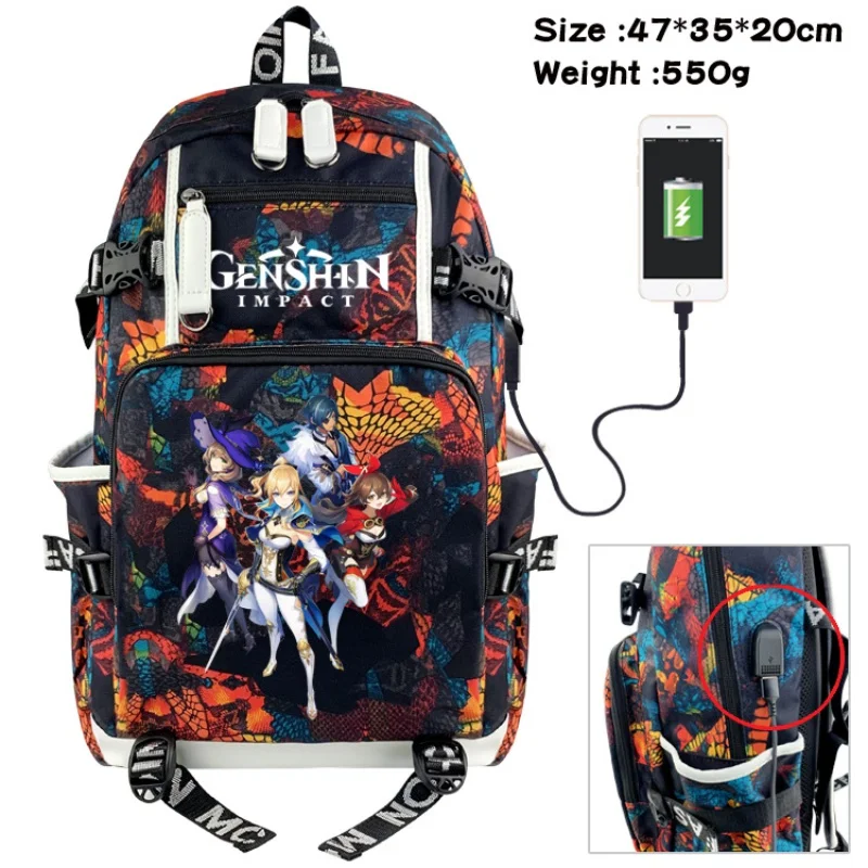 

Anime Genshin Impact Backpack Travel Laptop Backpack Teenager Boys Girls Cartoon Schoolbag Knapsack Kawaii Backpack