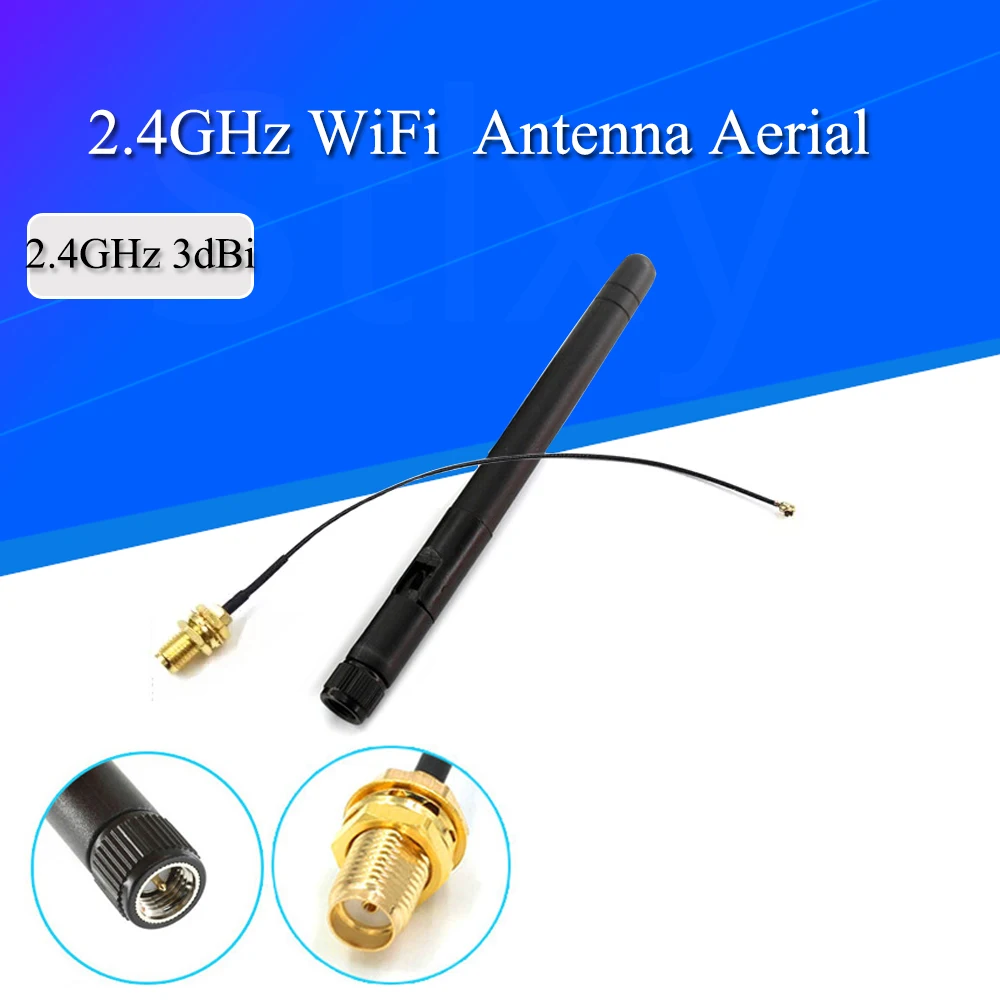 2.4GHz 3dBi WiFi 2.4g Antenna Aerial RP-SMA Male wireless router+ 15cm PCI U.FL IPX to RP SMA Male Pigtail Cable ESP8266 ESP32