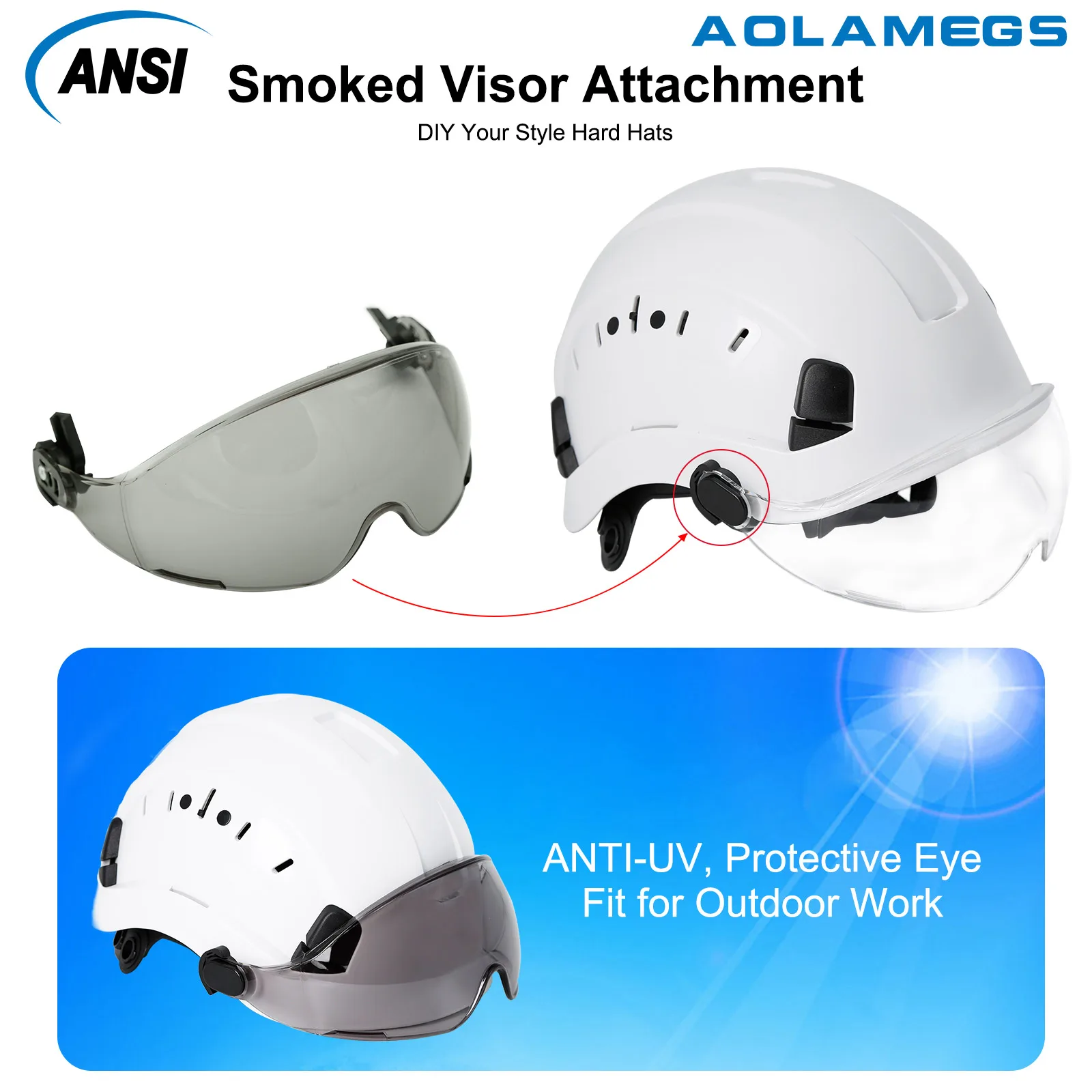 Accessori per occhiali con visiera esterna per casco di sicurezza modello Aolamegs SF06 CR08 sostituibile con certificazione ANSI e CE