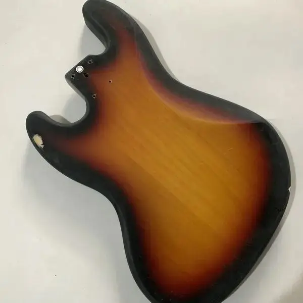 GB817/HB093 Sunburst Color Jazz Bass Unfinished 4 String Electric Bass Body Paints Cracks and Damages Right Hand for DIY