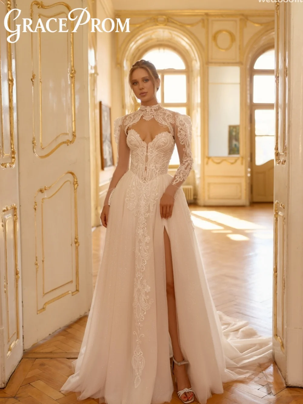 

Enchanting Sweetheart Wedding Dress 2026 Elegant Lace Bridal Gown Sexy Side Slit Floor Length Bridal Dress vestido de novia