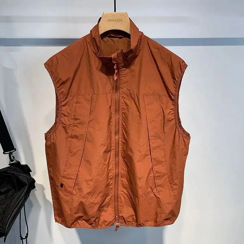 

Svel Vest Men's Spring Autumn New Sle High Street Trendy ket Detail Stand Fit Youth Faion Outerwear