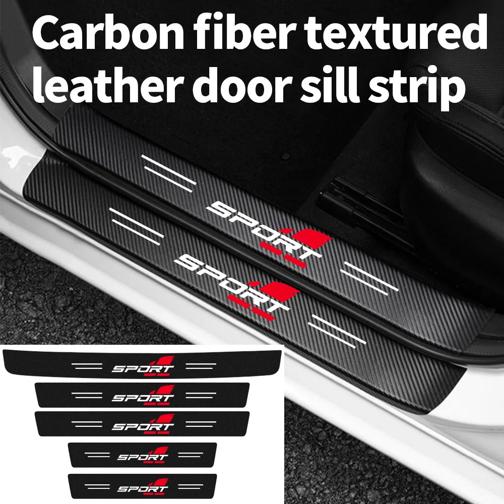 Car Door Sill Strip Triangular Red Sporty Personalized Creative Door Pedal Anti-Scratch Protective Sticker Decoration