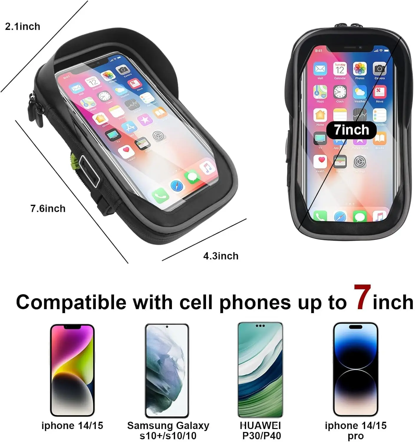 Wasserdichte Fahrrad- und Motorrad-Handyhalterung mit Touchscreen-Tasche für 6,4-Zoll-Geräte, Lenkerhalterung für iPhone 12Pro Samsung – Detail 2