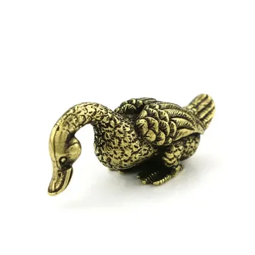Chinese Antique Pure Copper Duck Upscale Crafts Tea Pet Ornaments Collection