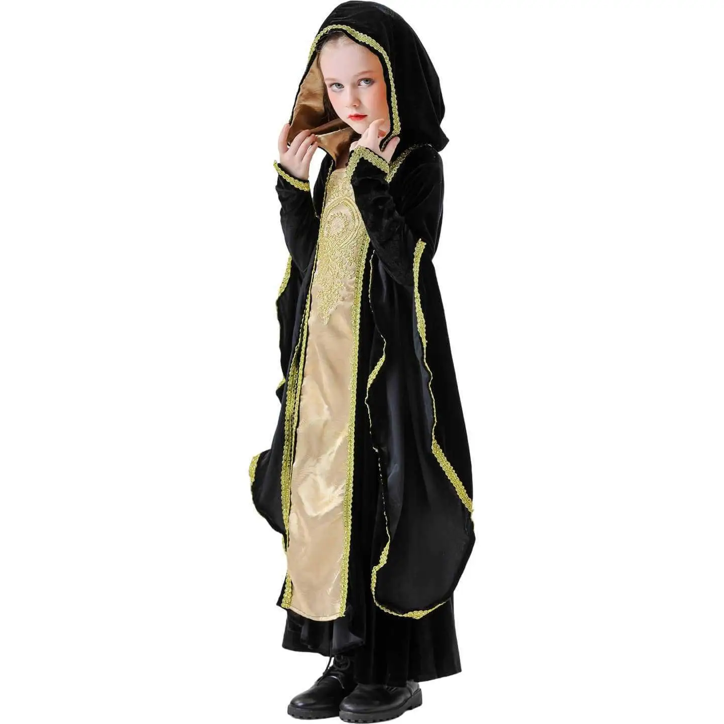 loween Costume Medieval Court Retro Queen Queen  Bla Gold Dr Children's Stage Performance Traditional Chinese ...