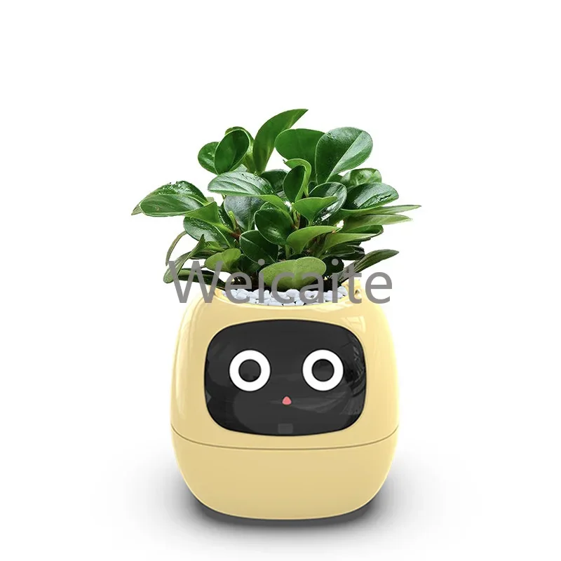 Automatic Water Absorbing Flower Pot AI Sensor digital pet flowerpot plastic Mini plant pot desktop Intelligent Smart Planter